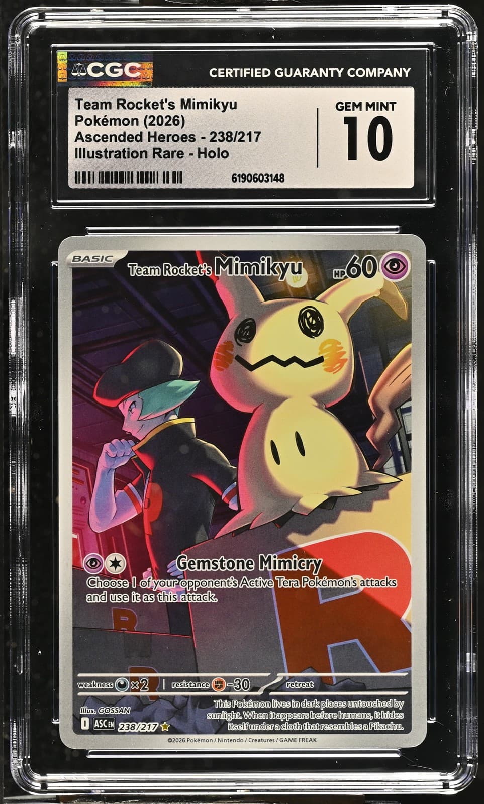 Team Rocket's Mimikyu 238/217 - Pokémon Ascended Heroes CGC 10 GEM MINT