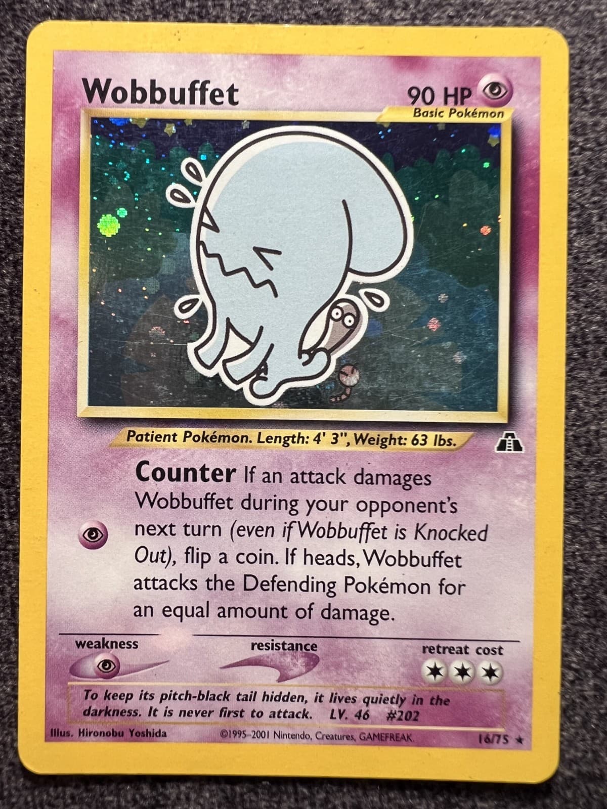 Wobbuffet 16/75 Holo Rare Neo Discovery Unlimited Pokemon Card NM/LP