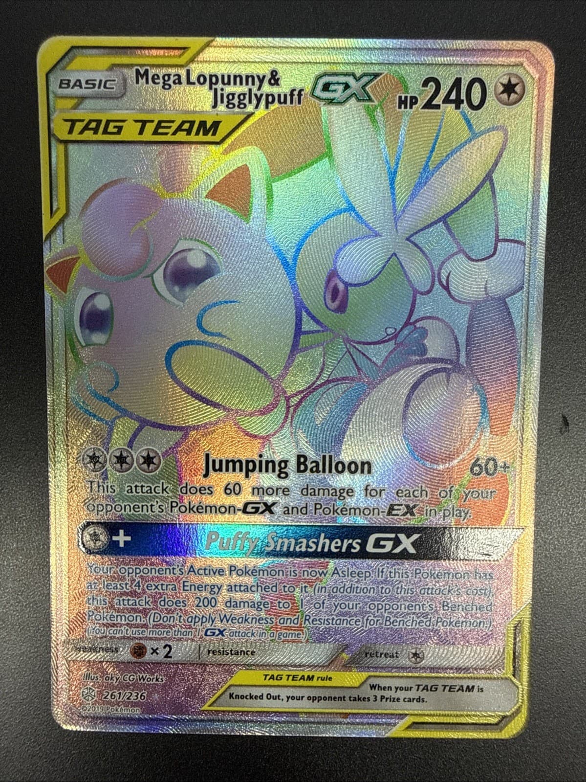 Mega Lopunny & Jigglypuff GX (Secret) 261/236 Sm-Cosmic Eclipse Holo