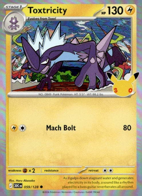 Toxtricity 059/128 ME 30th Celebration Holo C NM English Pokémon
