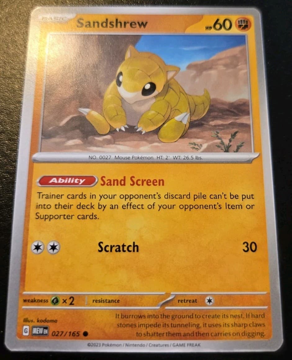 Sandshrew 027/165 Common Scarlet & Violet: 151 Pokemon TCG