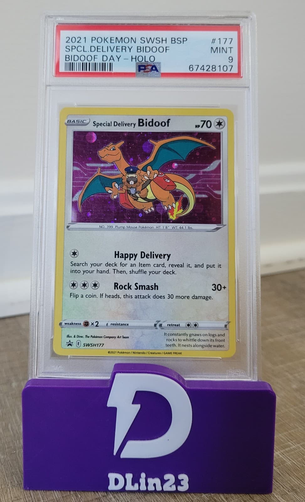 2021 POKEMON SPECIAL DELIVERY BIDOOF HOLO PROMO #SWSH177 PSA 9 MINT