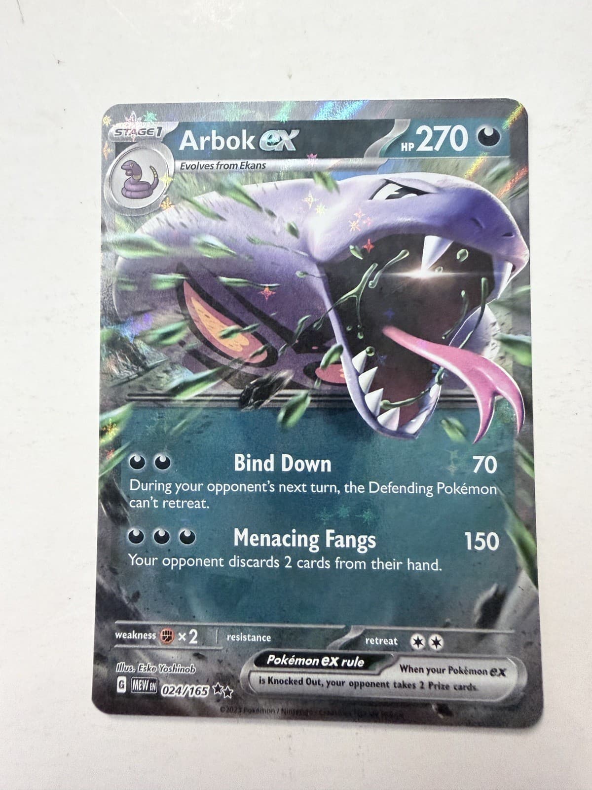 Arbok ex 024/165 Double Rare Pokemon 151 Scarlet Violet Card