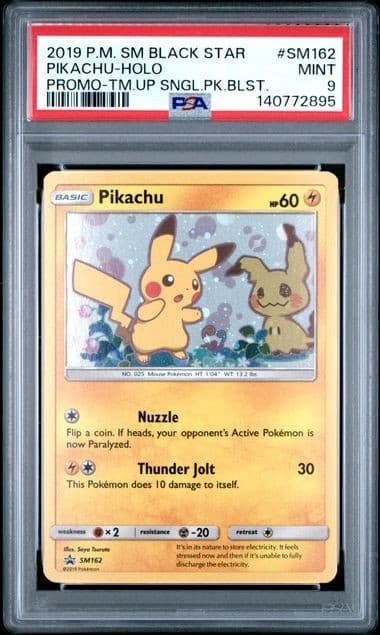 2019 POKEMON TEAM UP BLISTER BLACK STAR PROMO PIKACHU HOLO SM162 PSA 9 MINT