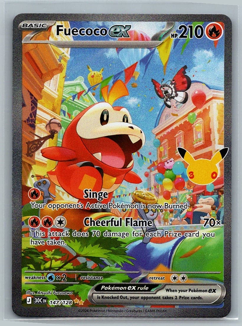 Fuecoco ex 147/128 SIR Holo NM Pokemon Card 30th Celebration