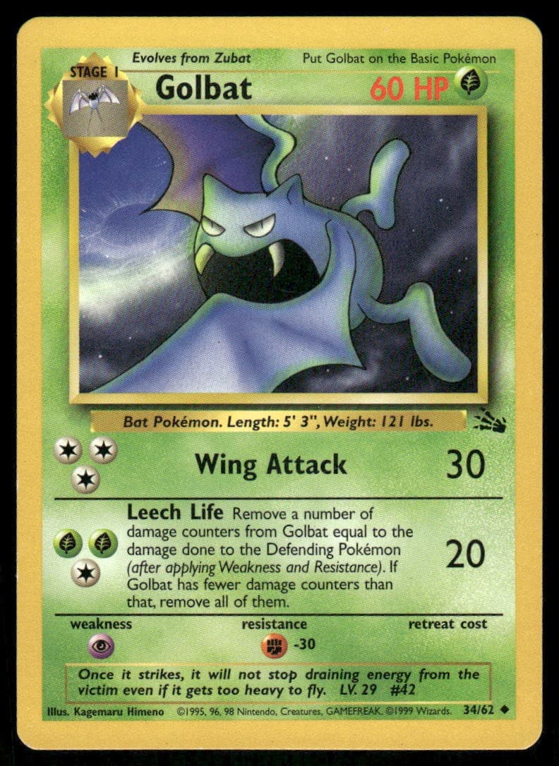 Golbat 34/62 - Fossil - Unlimited Uncommon LP