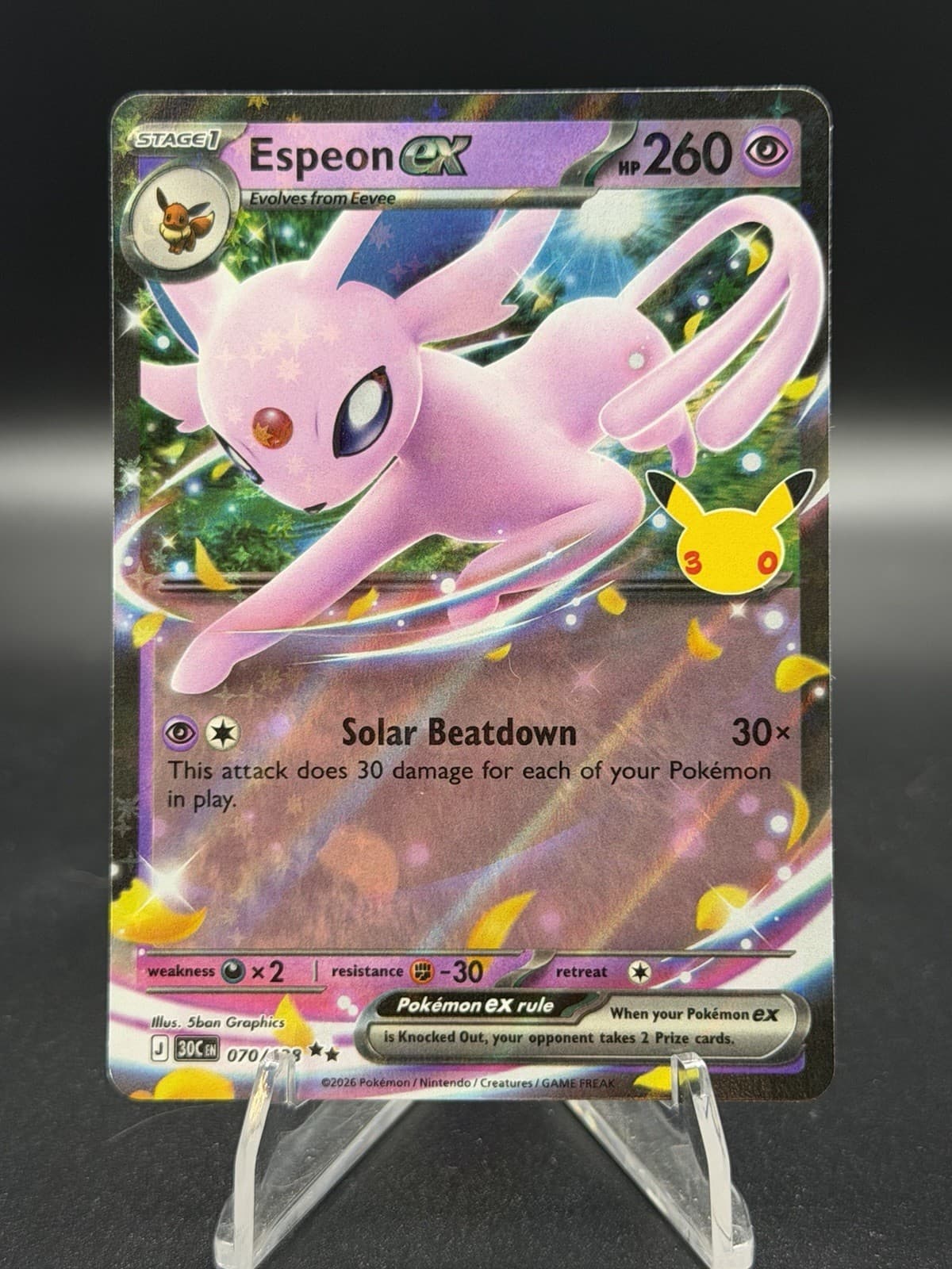 Pokemon TCG Espeon ex 070/128 ME: 30th Celebration Double Rare Holo NM