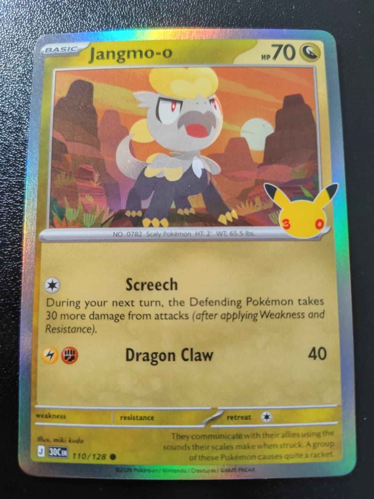 Pokemon 30th Celebration Jangmo-o Holo Common Card 110/128 NM