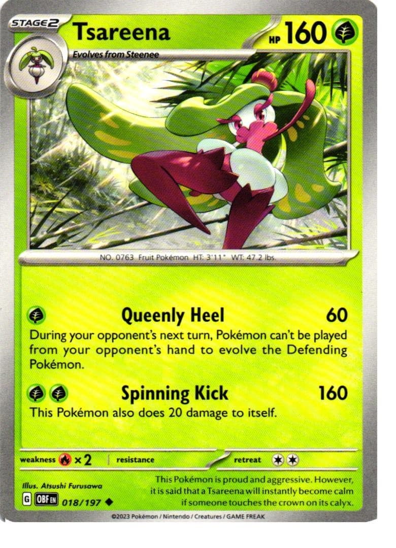 Tsareena 018/197 Uncommon Obsidian Flames Pokemon Near Mint