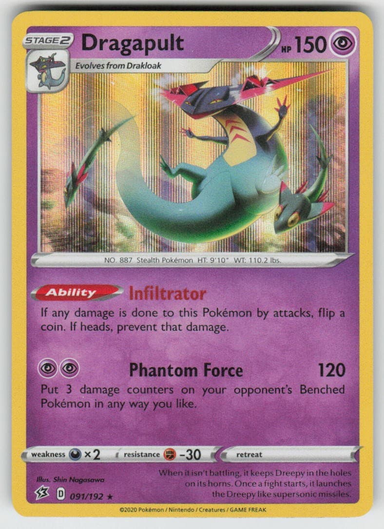 Holo Dragapult 091/192 Rare Rebel Clash Near Mint