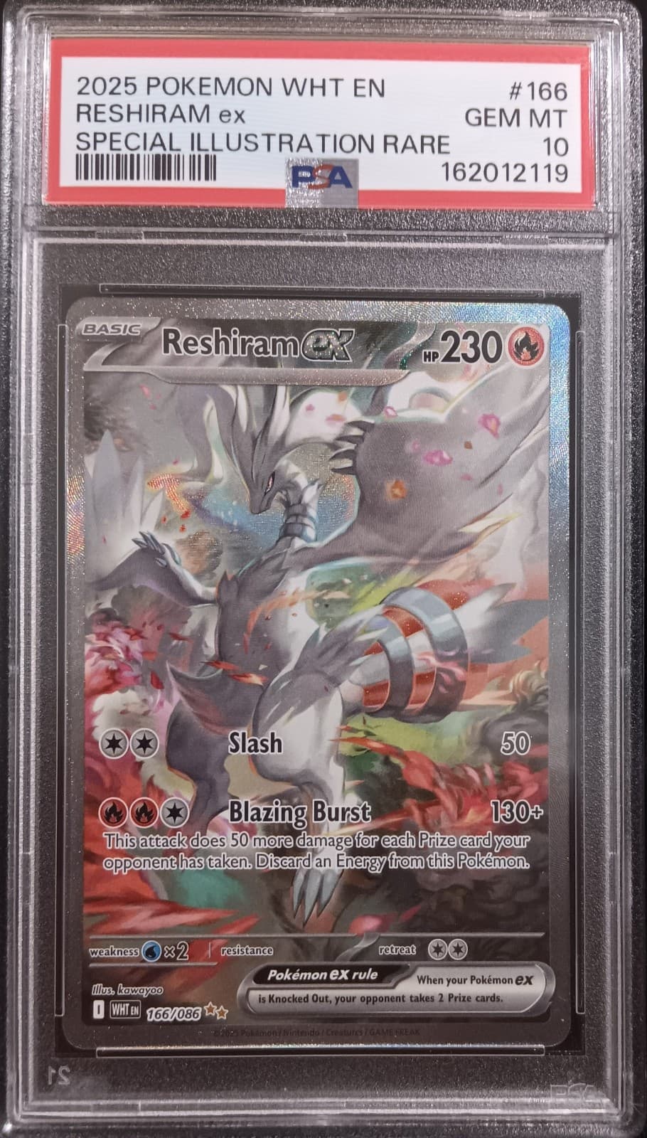PSA 10 Reshiram ex 166/086 Special Illustration Rare Pokémon 2025 White Flare