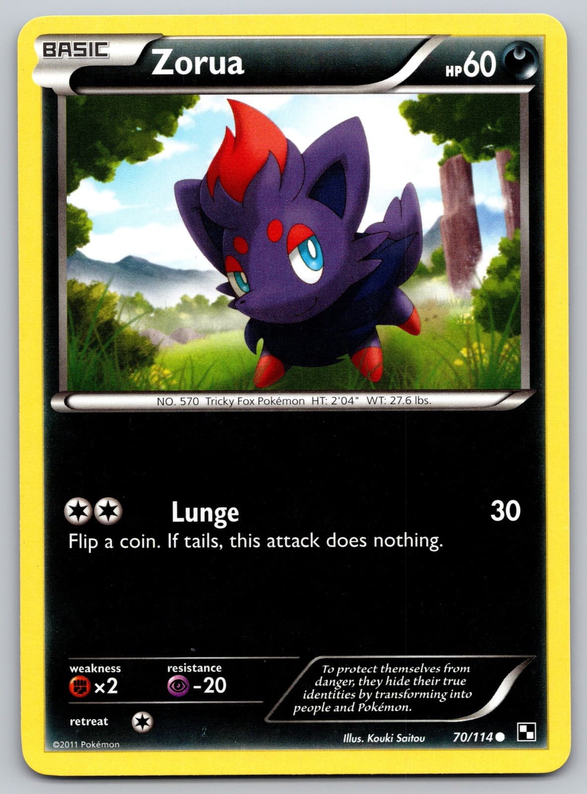 Zorua #70/114 Black and White Common Pokemon NM