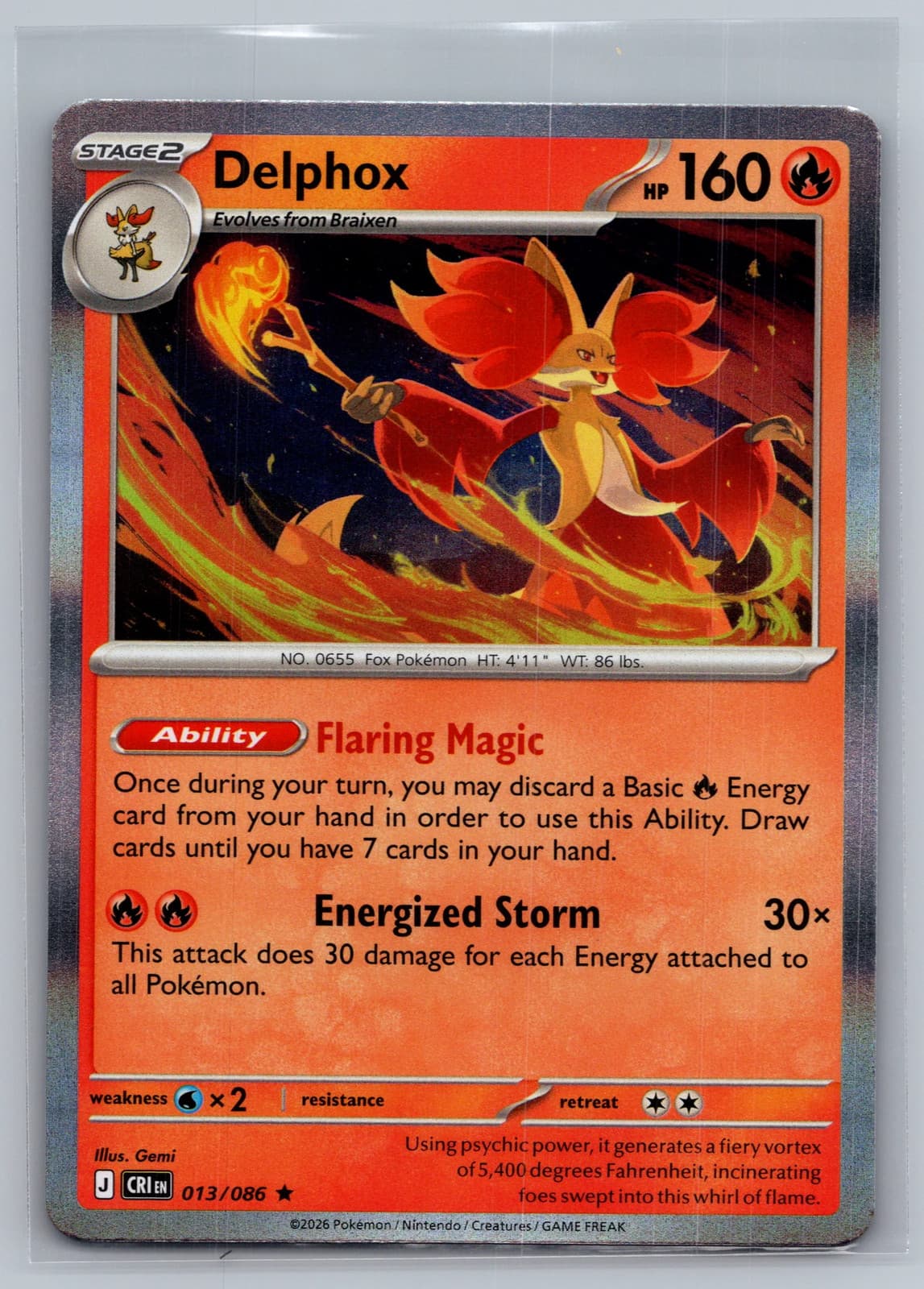 Delphox 13/86 Chaos Rising Holo Rare Pokemon TCG NM