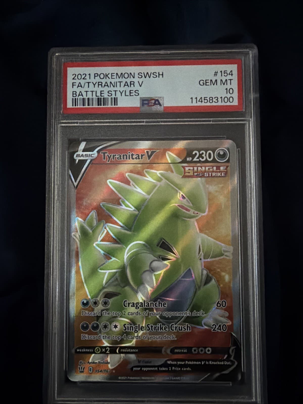 Tyranitar V (Full Art) 154/163 Swsh05: Battle Styles Holo Psa10!