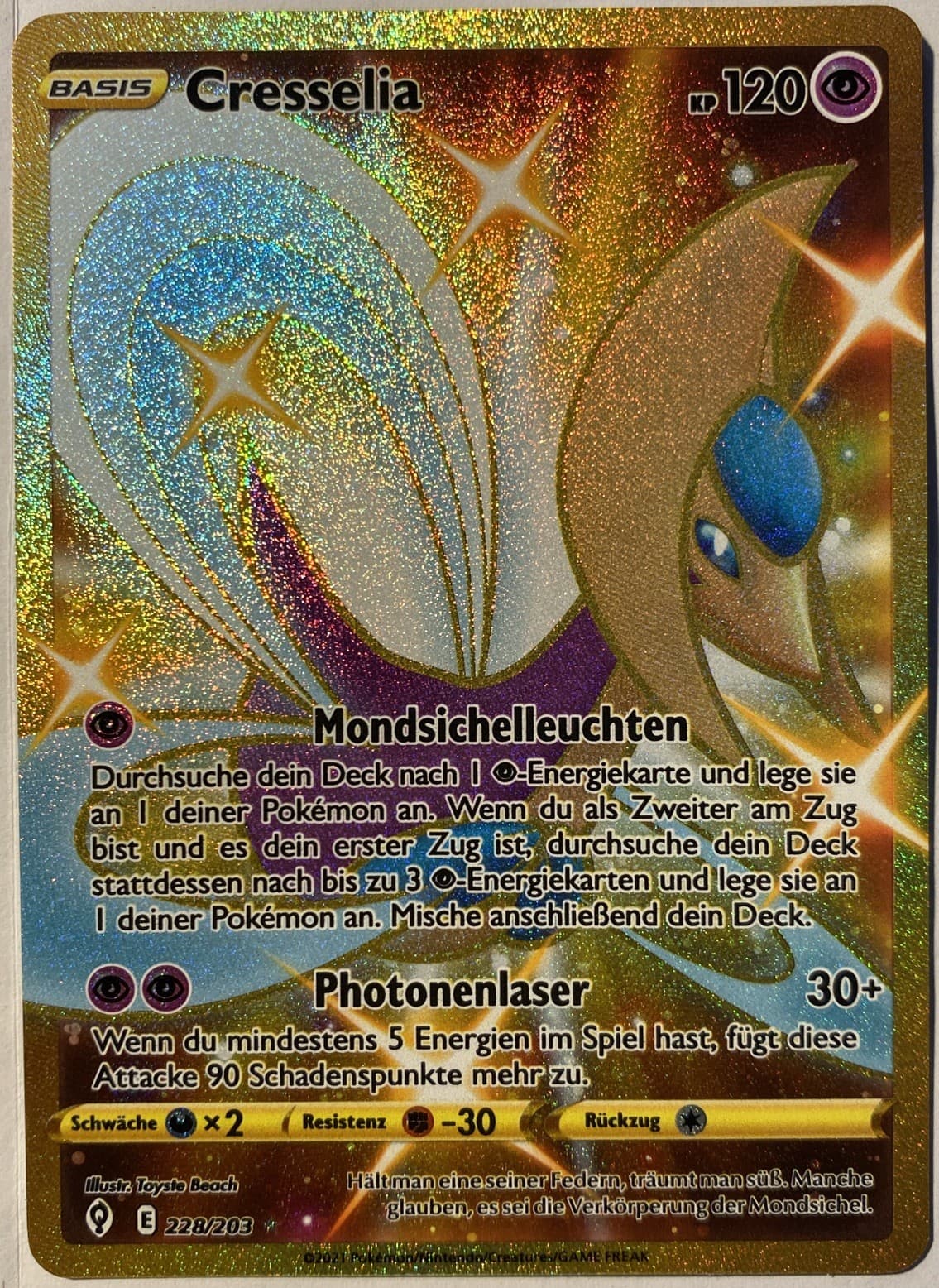 Pokemon Cresselia GOLD | Deutsch 228/203 Drachenwandel | Near Mint