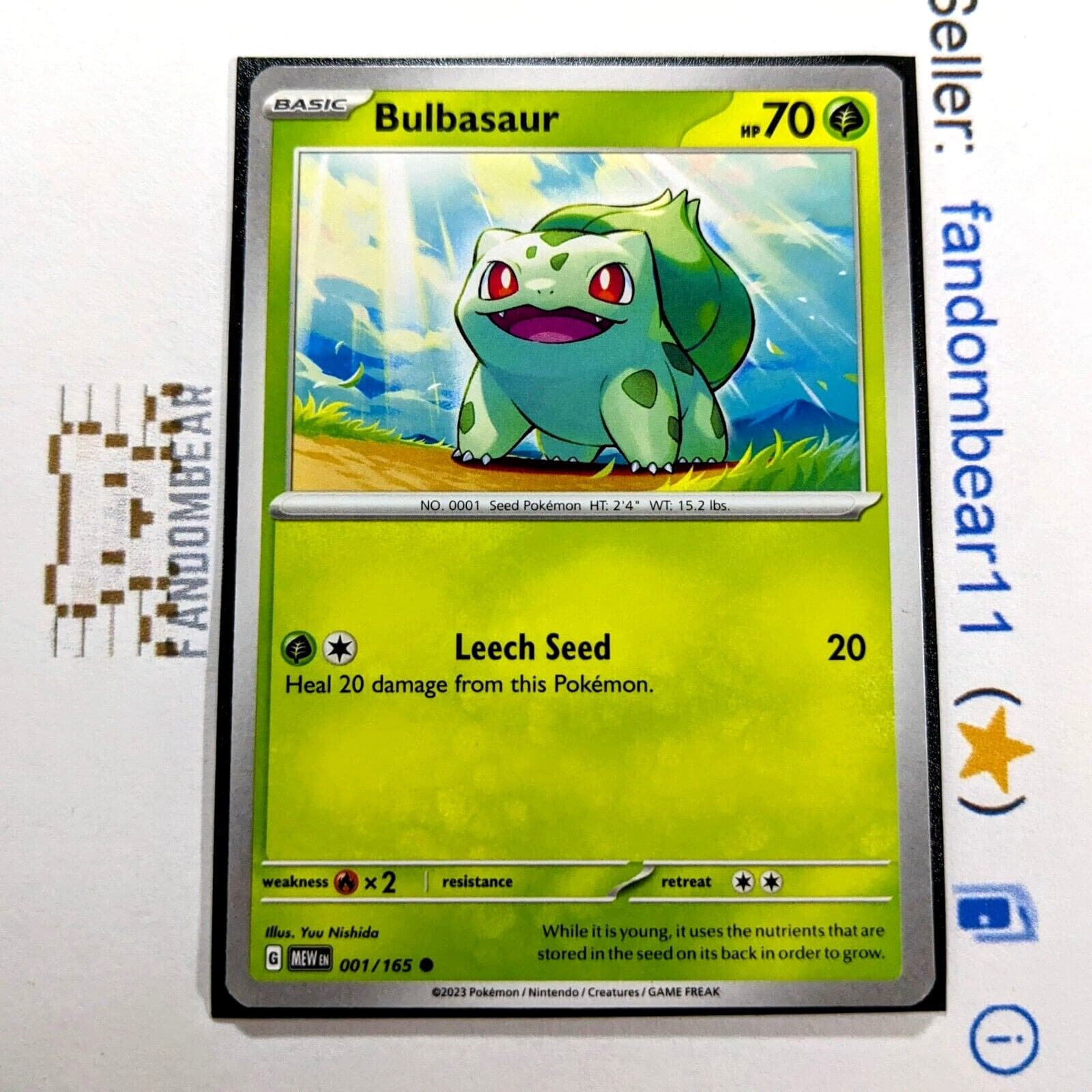 Bulbasaur card 001/165 Scarlet & Violet 151 Pokemon 2023 LP