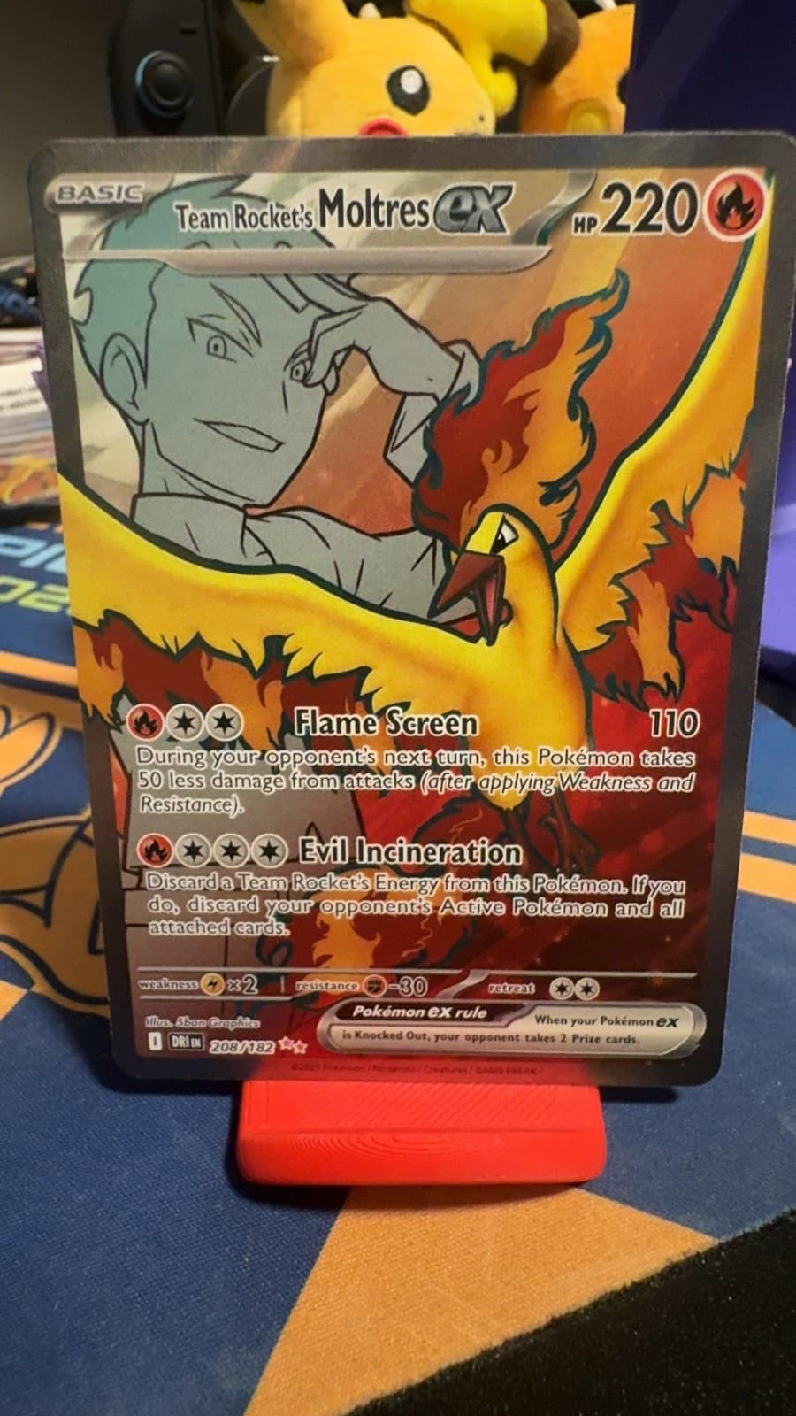 Team Rocket's Moltres ex 208/182 Ultra Rare Destined Rivals Pokemon Holo NM