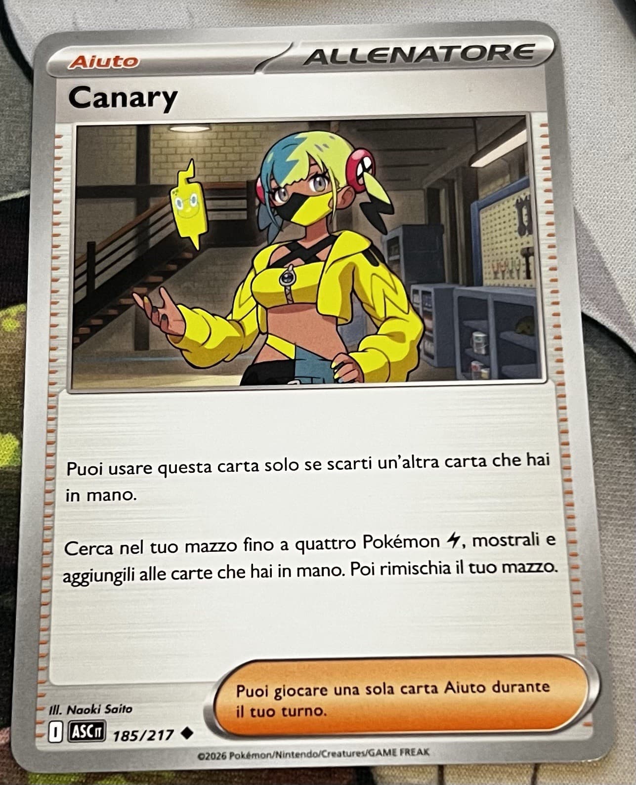 Carta Pokemon Ascesa Eroica ASCit ITA: CANARY 185/217 Non Comune