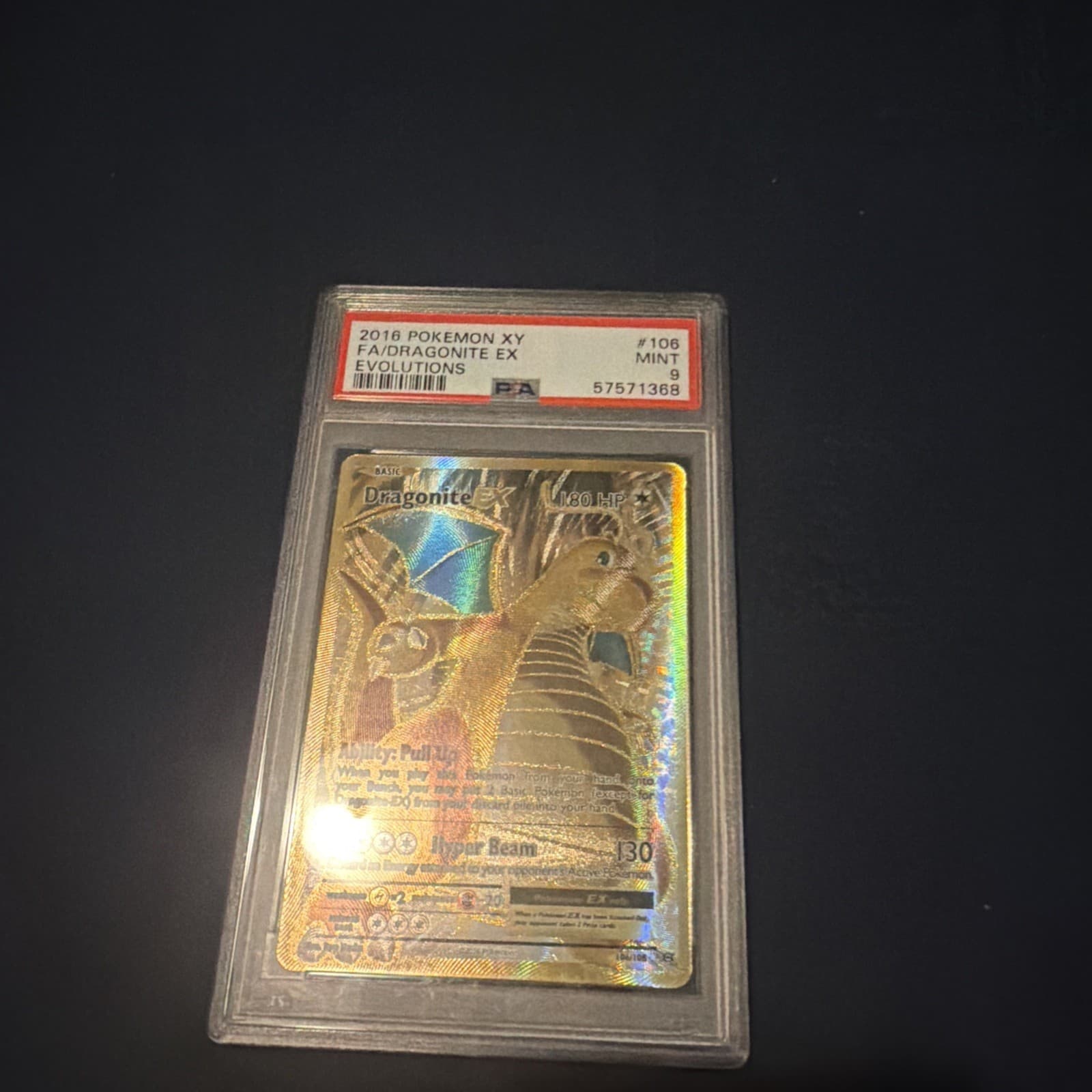 PSA 9 Dragonite EX Full Art Ultra Rare Holo Card Evolutions 106/108 XY