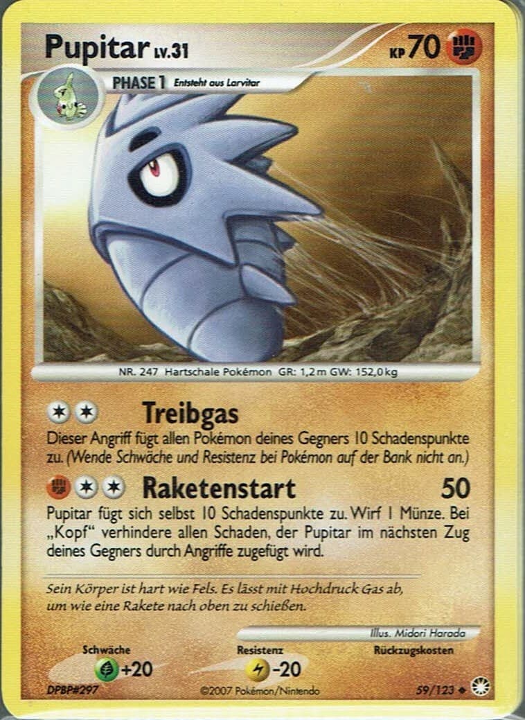 Pokemon Karte Trading Card Game Geheimnisvolle Schätze Nr. 59/123 Pupitar