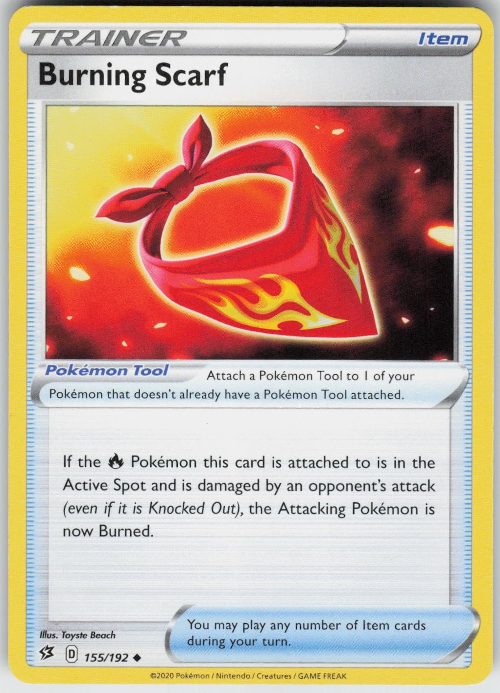 Burning Scarf 155/192 Uncommon Rebel Clash Pokemon Near Mint