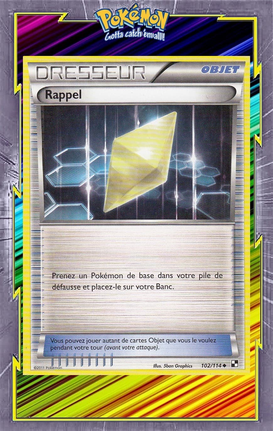 Rappel - N&B: Noir et Blanc - 102/114 - Carte Pokemon Française