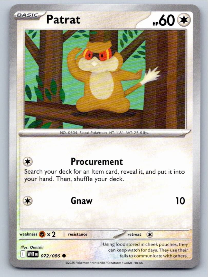 2025 POKEMON PATRAT WHITE FLARE 072/086 C NM A55780 FREE S&H