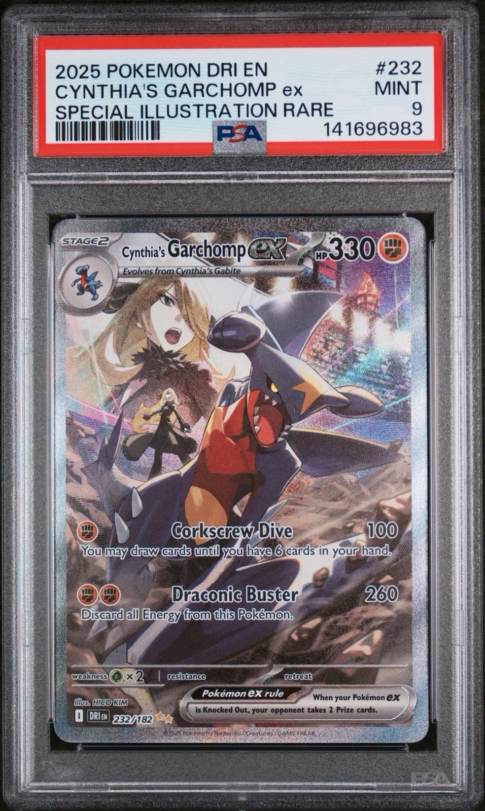 Pokemon TCG Cynthia's Garchomp ex Destined Rivals SIR Holo EN 232/182 PSA 9
