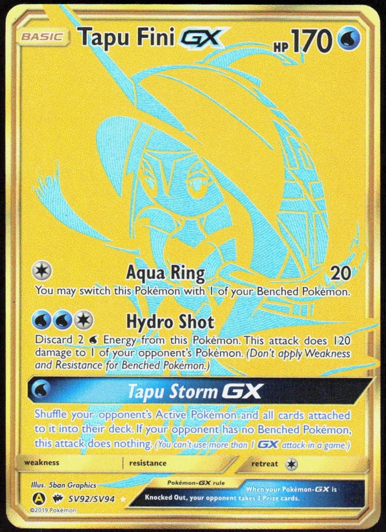 Tapu Fini GX SV92/SV94 Holofoil ShHR Hidden Fates: Shiny Vault NM Pokemon