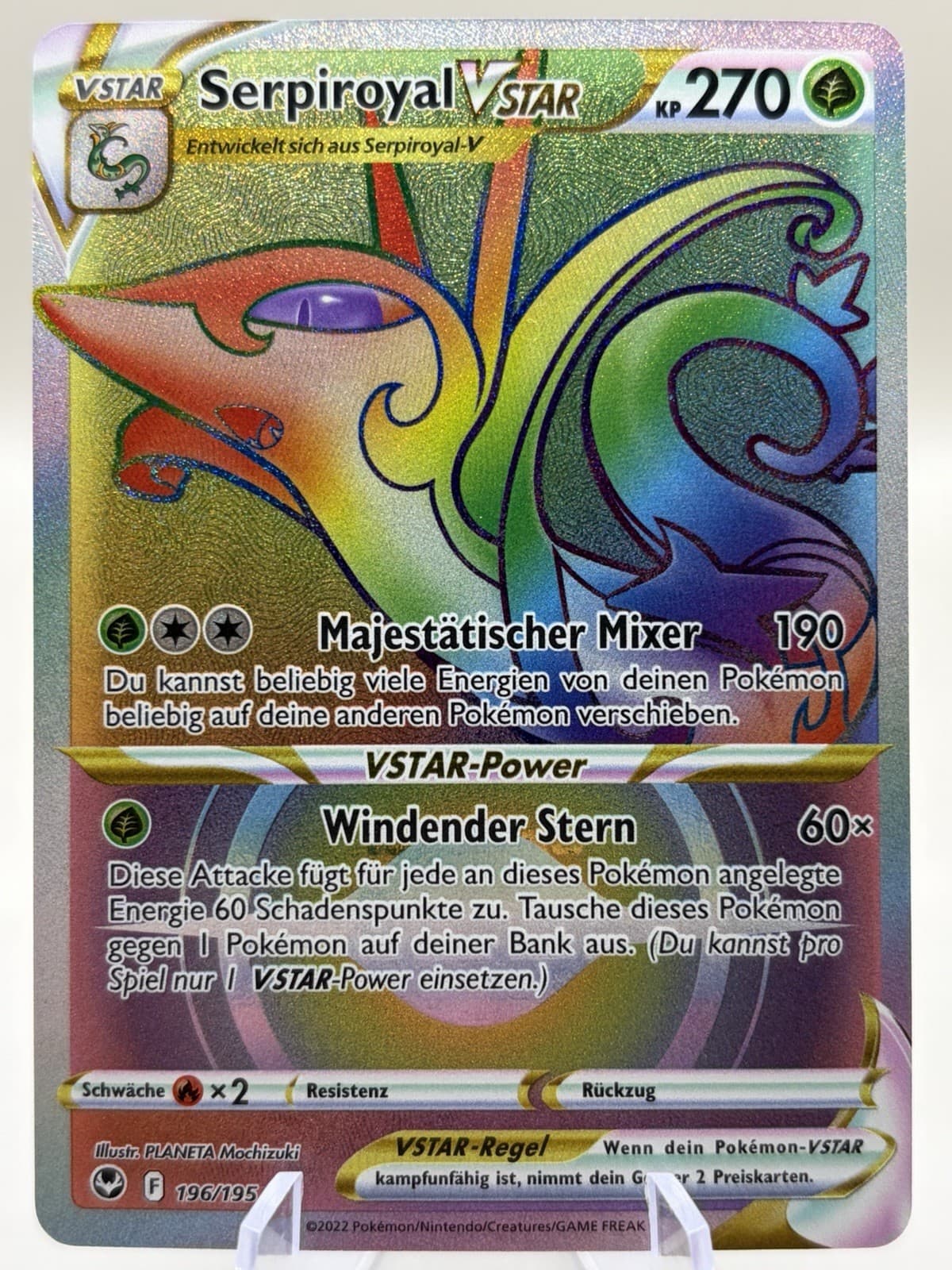 Pokemon Karte Serpiroyal VSTAR 196/195 Silberne Sturmwinde Near Mint Deutsch