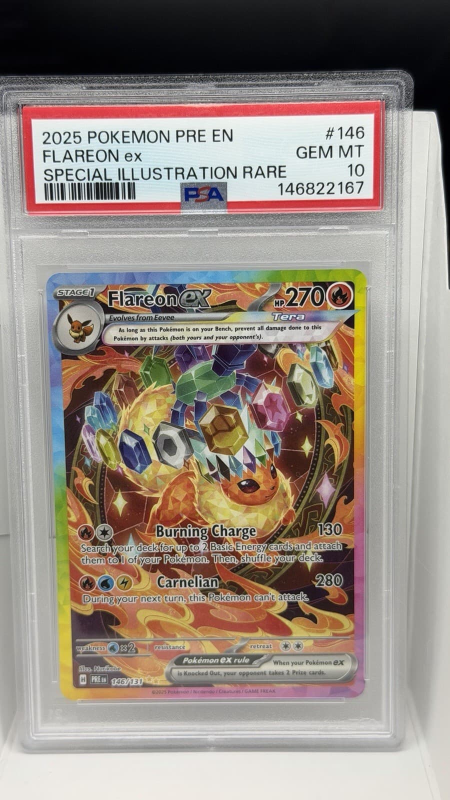 Pokemon Flareon ex Prismatic Evolutions SIR Holo 146/131 PSA 10