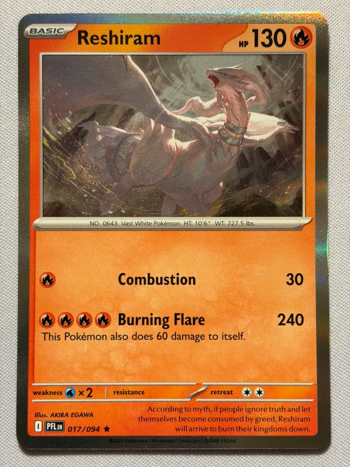 2025 POKEMON ME02 PHANTASMAL FLAMES: RESHIRAM 17/94 HOLO NM