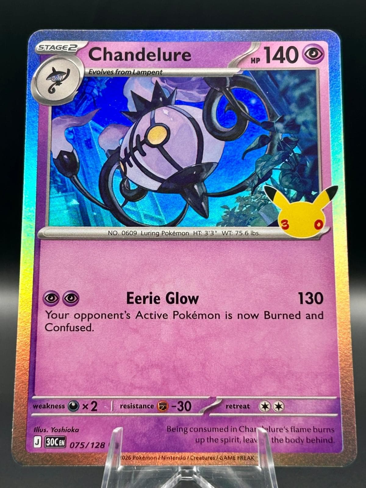 Chandelure 075/128 Common ME: 30th Celebration Pokemon TCG Holo Near Mint