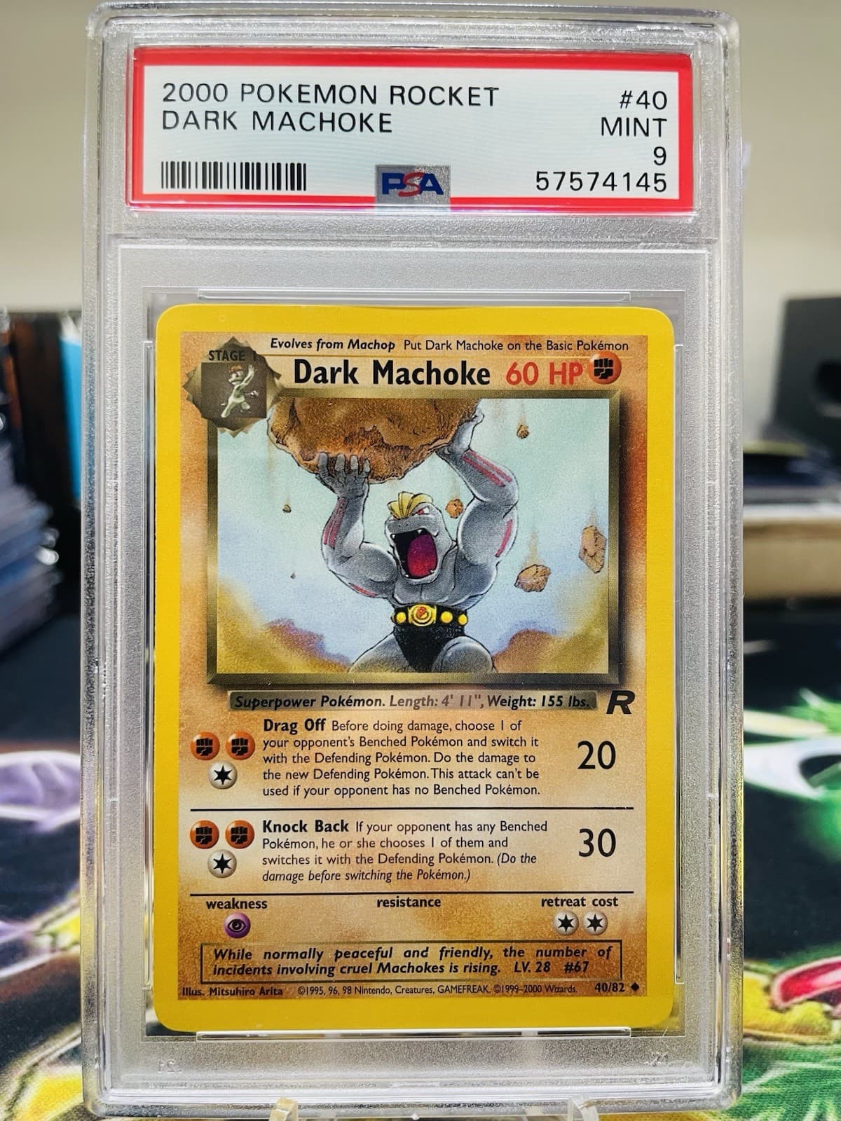 PSA 9 Dark Machoke 40/82 2000 Team Rocket Uncommon Pokemon Card