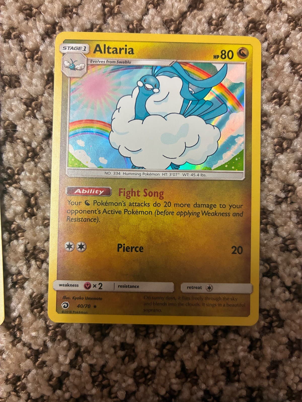 Altaria 40/70 Holo Rare Dragon Majesty Pokemon Lightly Played