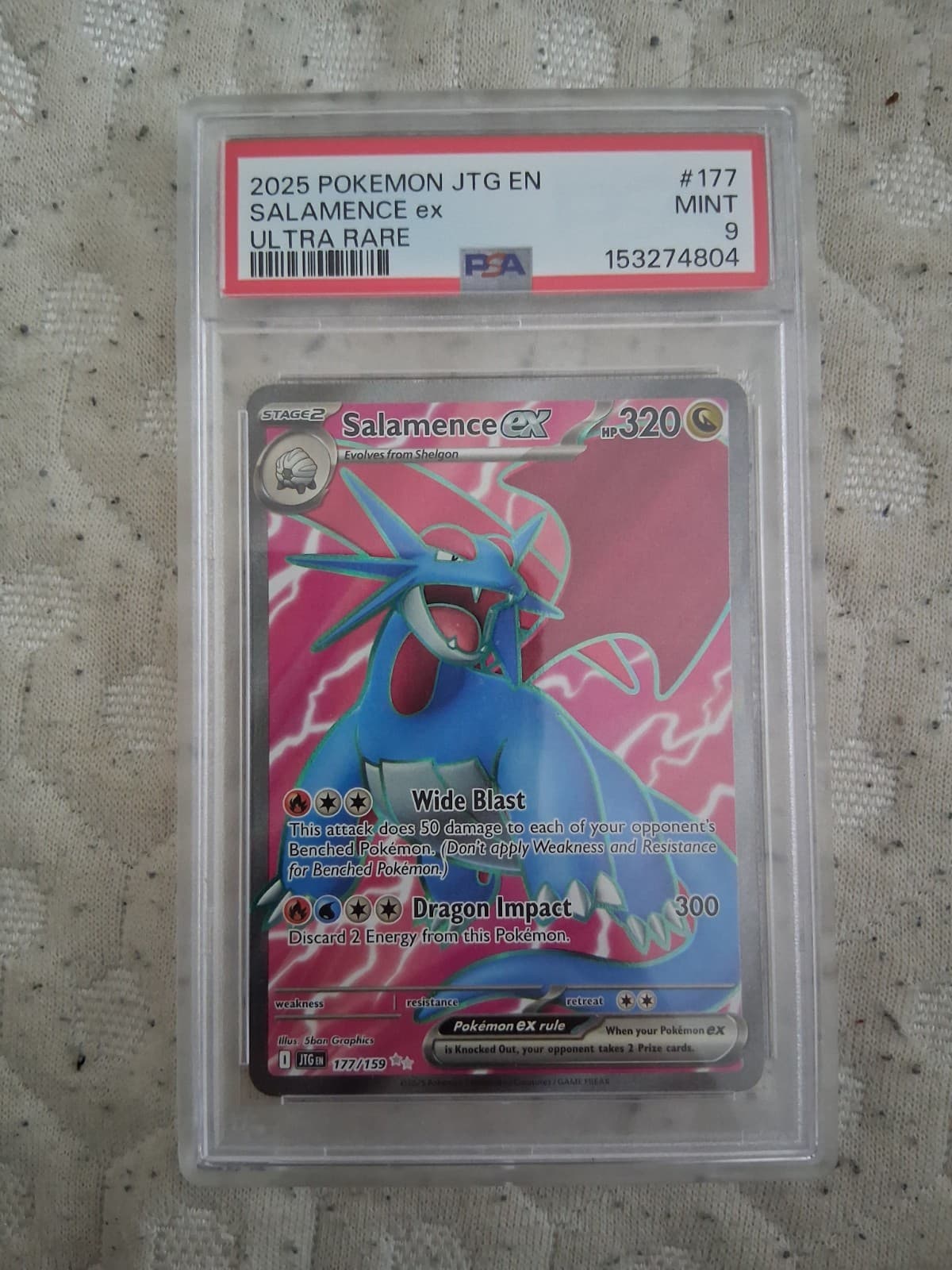 Pokémon 2025 JTG en Journey Together 187/159 Salamence EX Sir PSA 9 Mint