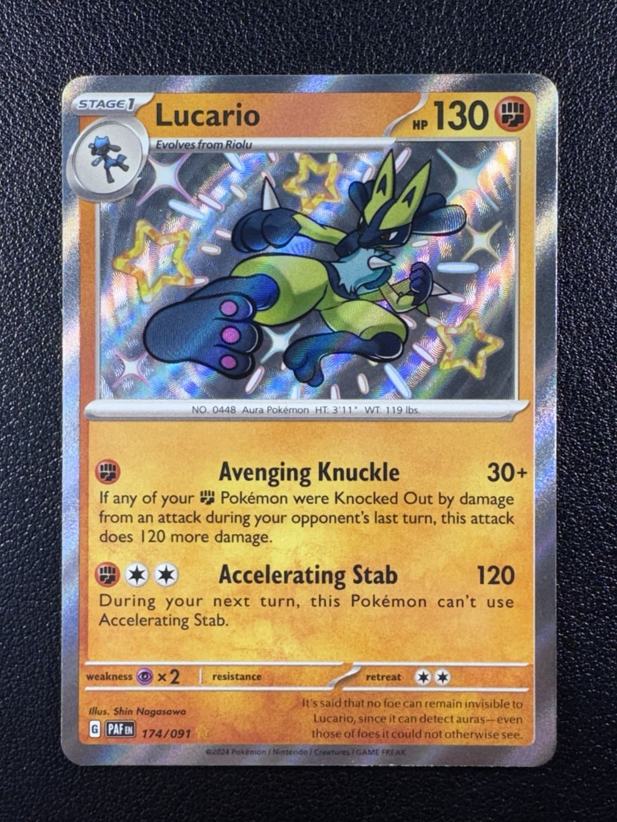 Pokemon Lucario Paldean Fates Shiny Rare Holo 174/091