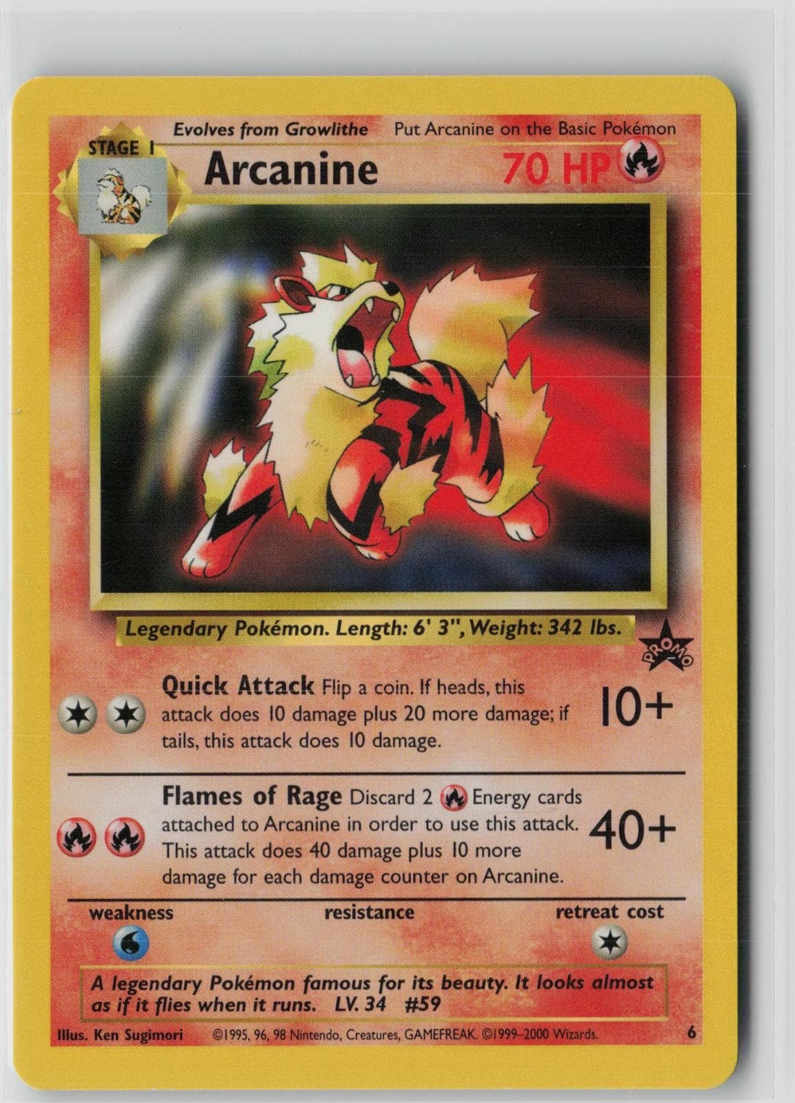 Arcanine 6 Promo Wizards Black Star Promos Pokemon Near Mint