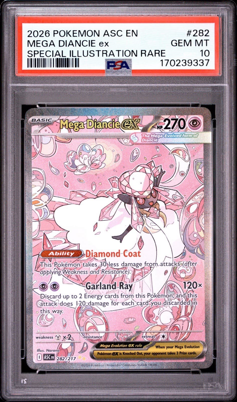 2026 POKEMON ASC EN-ASCENDED HEROES #282 MEGA DIANCIE EX PSA 10