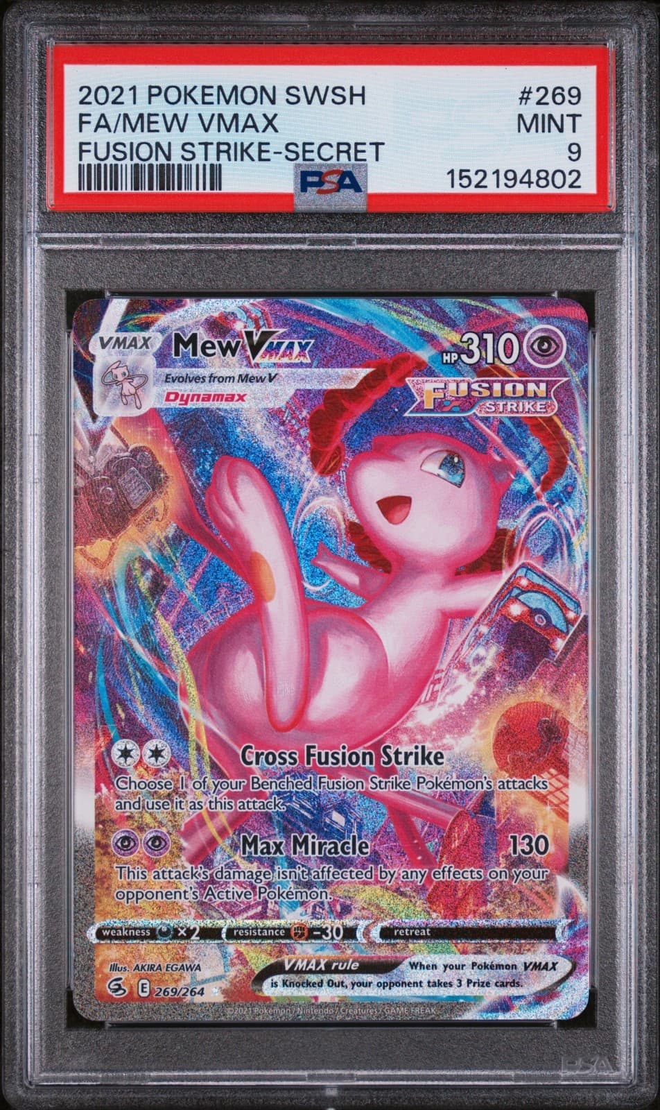 MEW VMAX POKEMON 269/264 2021 FUSION STRIKE MINT PSA 9 NEW CERT CLEAN