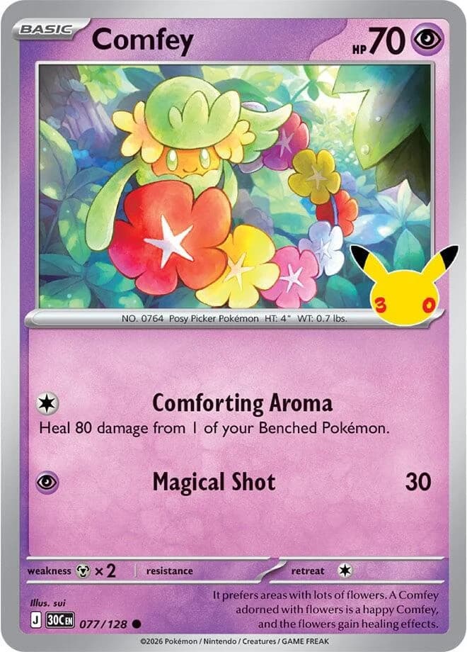 Pokemon TCG 30th Celebration Comfey Holo #77/128