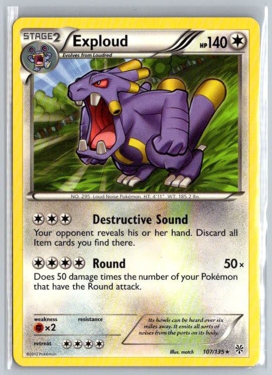 Exploud 107/135 Rare Plasma Storm Pokemon Lightly Played
