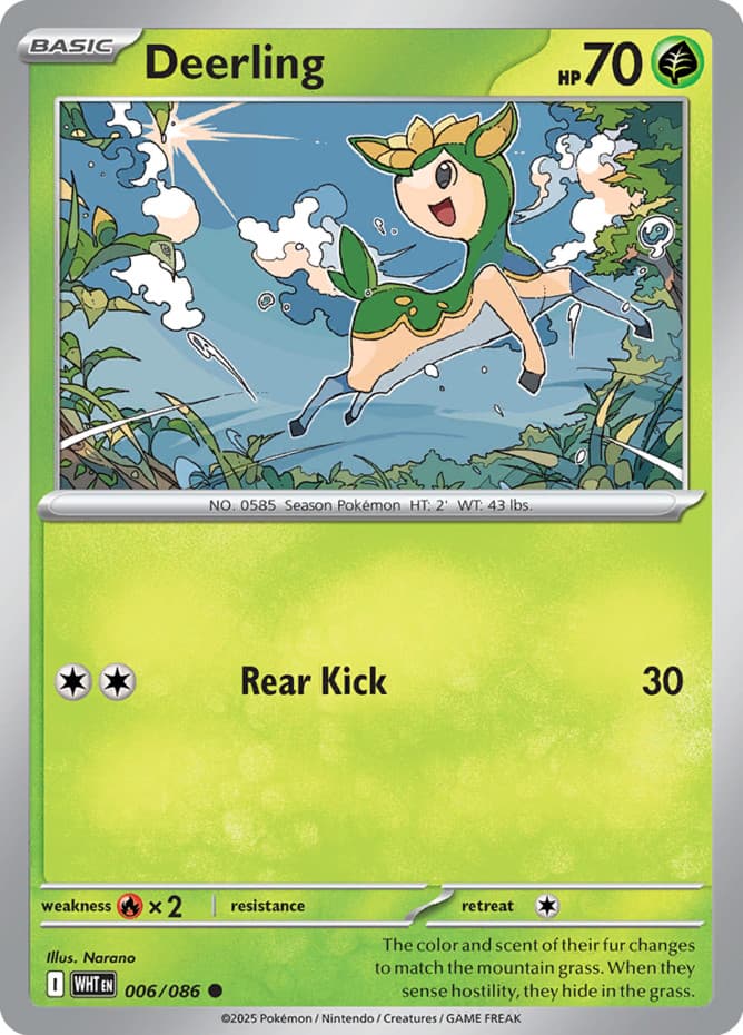 Deerling - 006/086 - Common (Near Mint) White Flare - Grass Pokémon