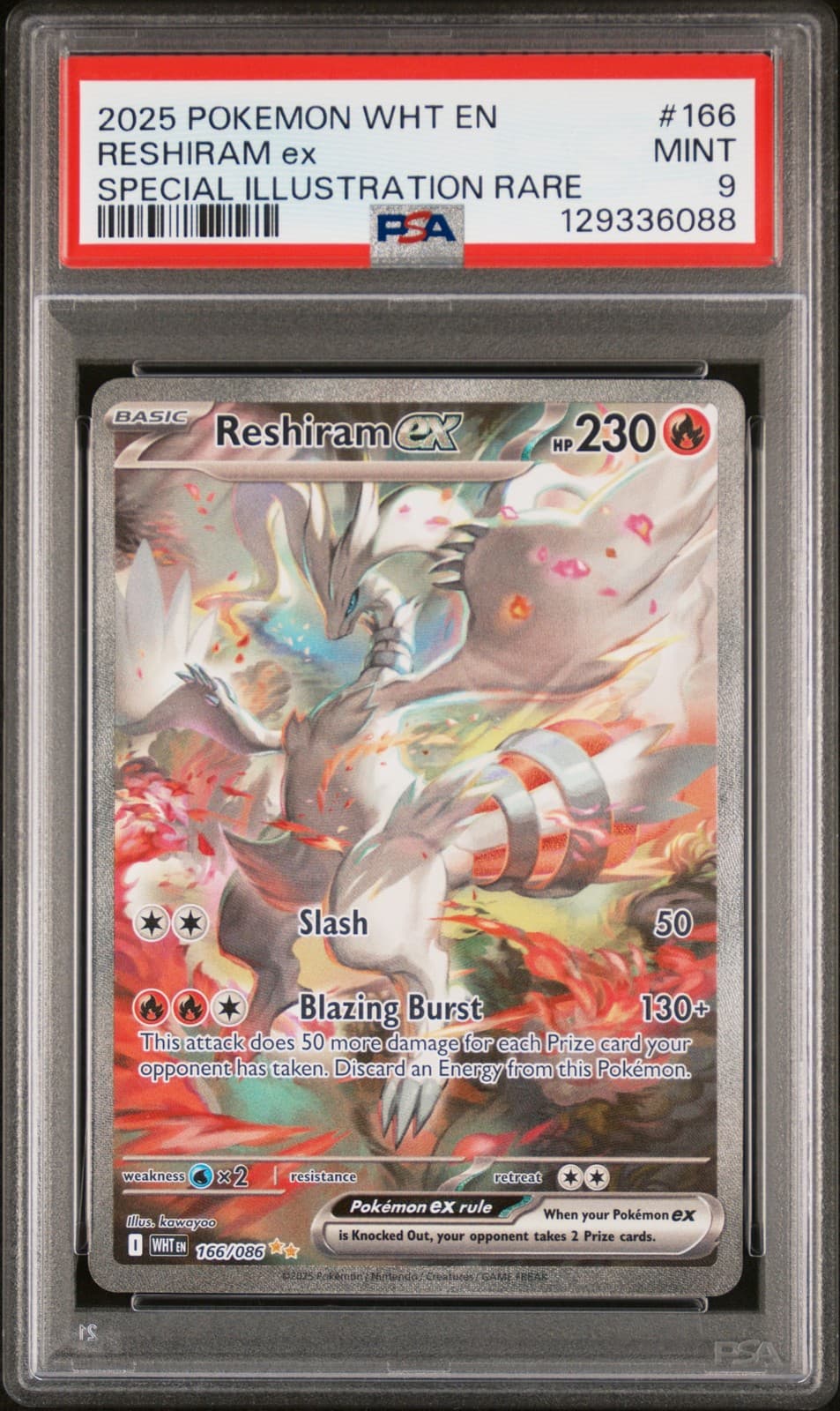 2025 Pokemon White Flare #166 Reshiram Ex Special Illustration Rare PSA 9