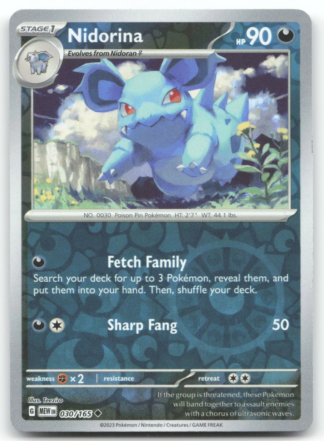 Nidorina 030/165 Uncommon 151 Pokemon Near Mint