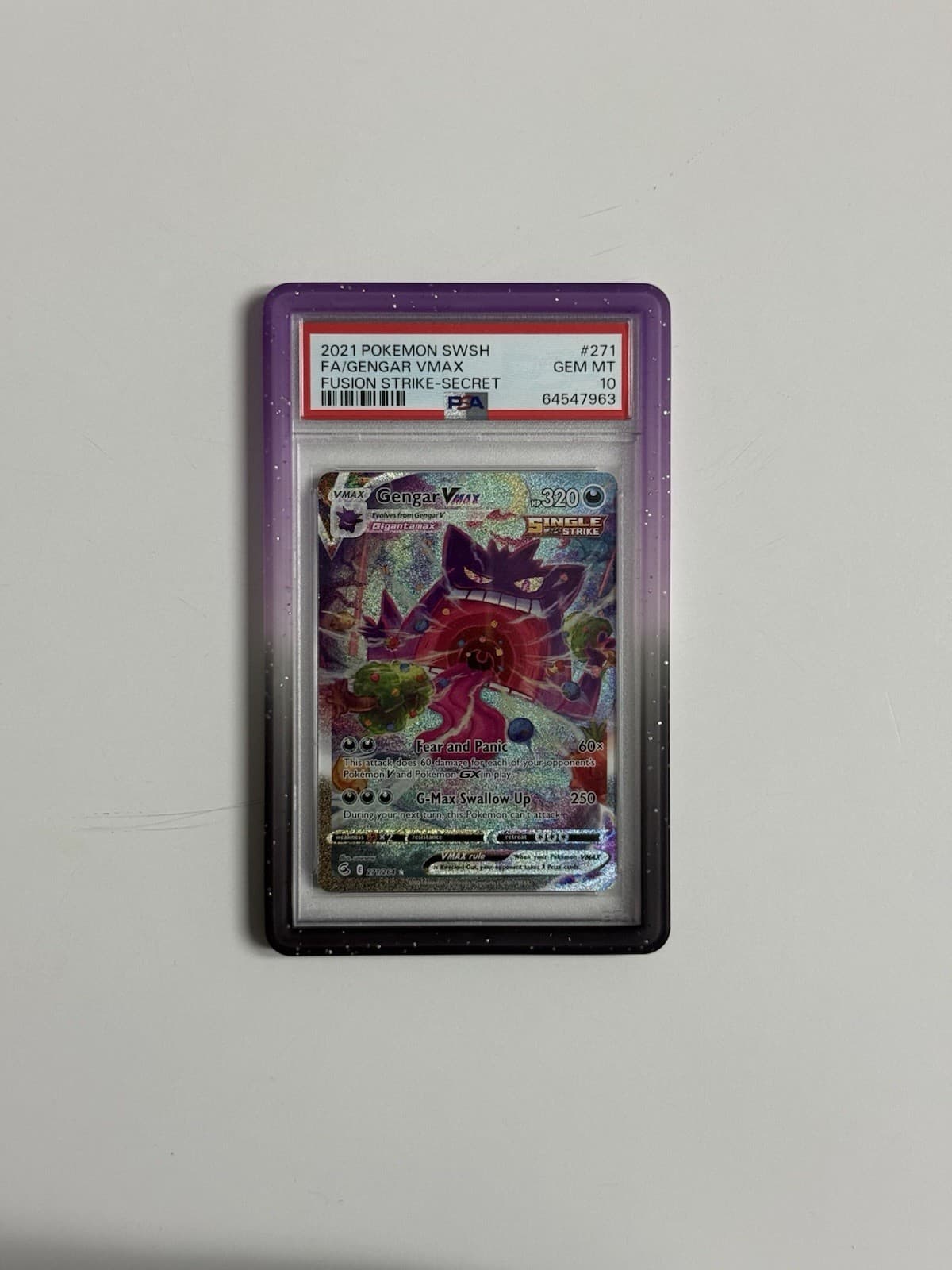 2021 POKEMON FUSION STRIKE GENGAR VMAX #271/264 ALT ART SECRET RARE PSA 10