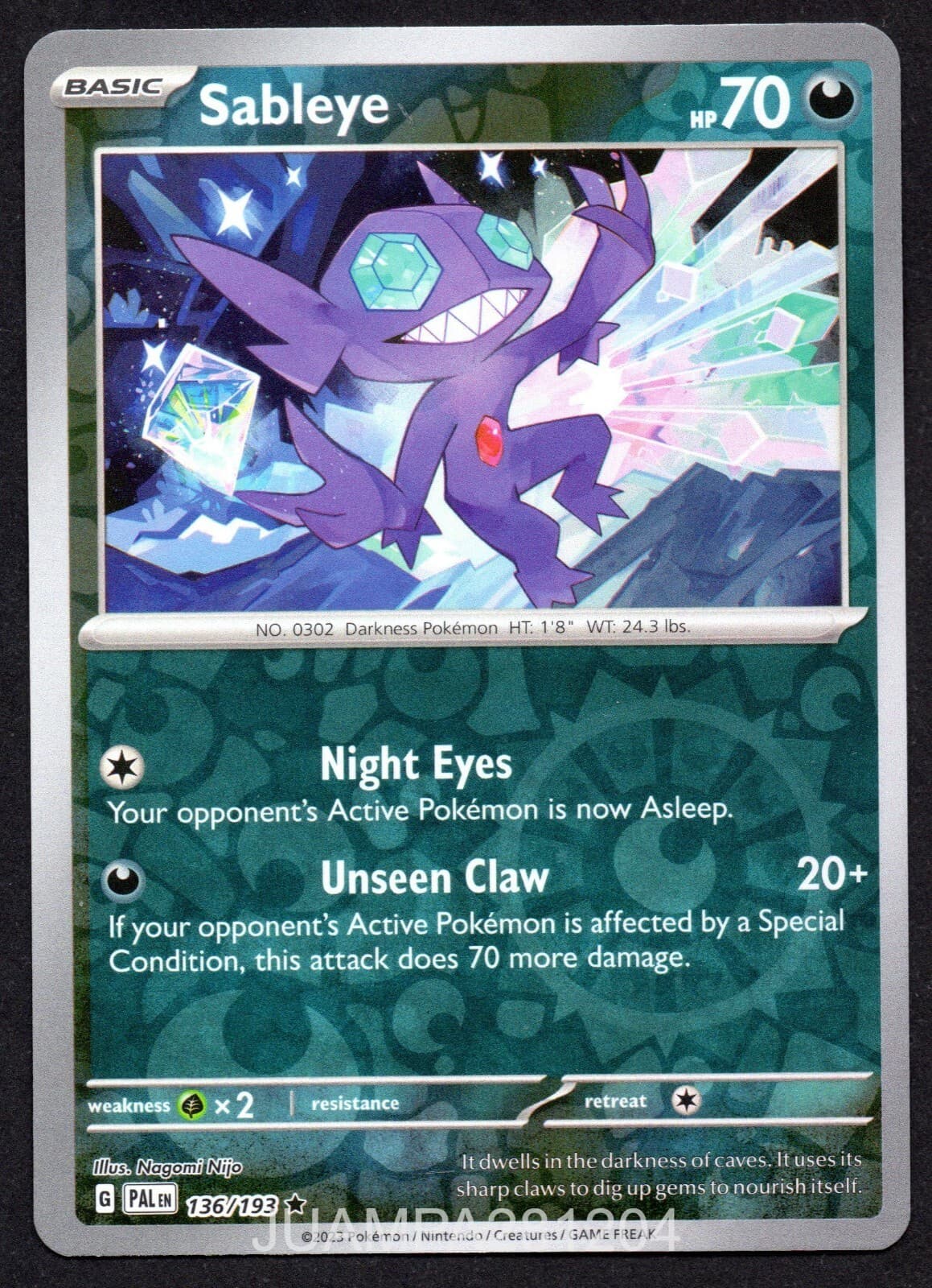 SABLEYE 136/193 EVOLUCIONES EN PALDEA CROMO POKEMON EVOLVED 2023 TCG HOLO