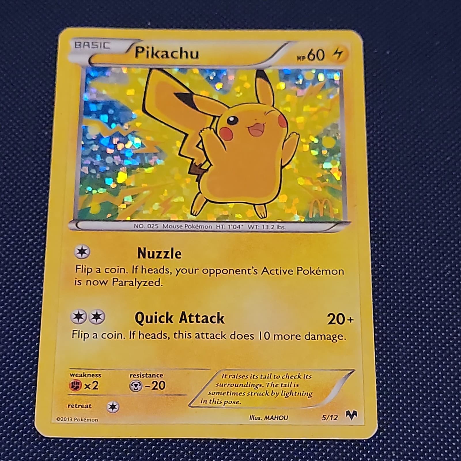 Pikachu 5/12 2013 McDonald's Collection Pokemon Card TCG Promo Holo heavy play
