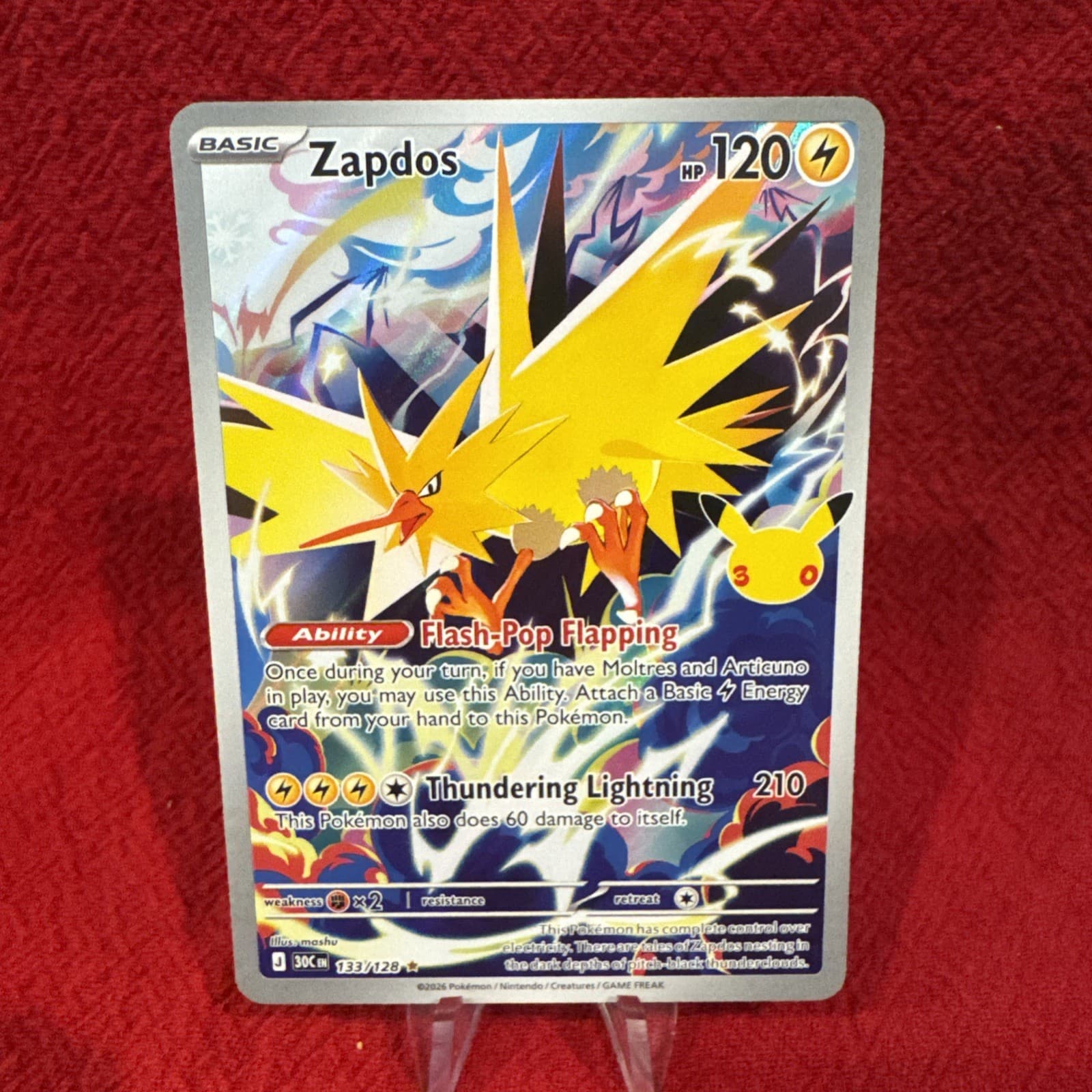 Pokemon Zapdos 133/128 30th Celebration Illustration Rare