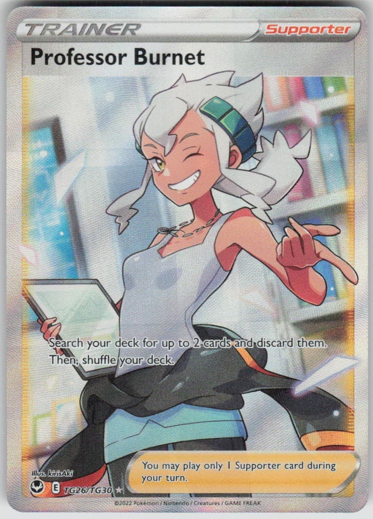 Pokemon Professor Burnet TG26/TG30 Silver Tempest Trainer Gallery Holofoil UR NM